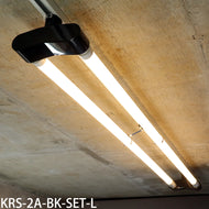 カメダレールソケットW 電球色LEDランプセット 配線ダクト用LEDベースライト2灯タイプ KRS-2A-BK-SET-L[LED電球色][ブラック]